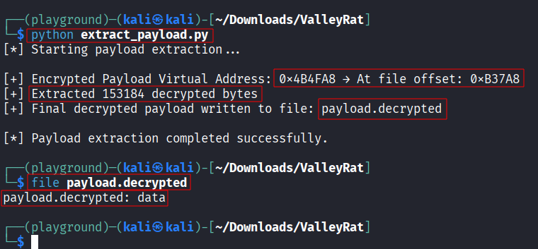 Payload Decryption and Extraction